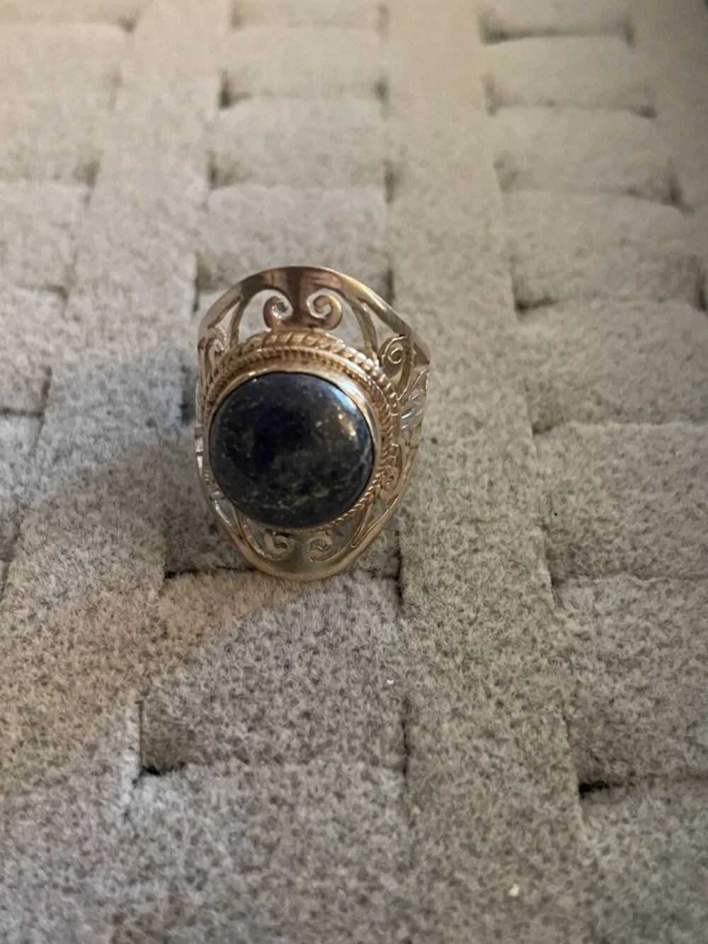 Vintage Sterling Silver Ring Lapis ? Size 5.75 Handmade Free People Boho $150